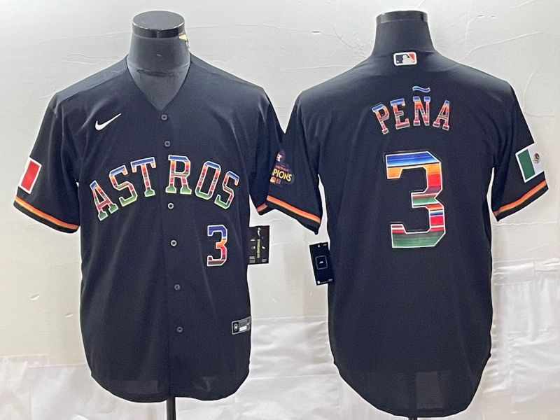 Men Houston Astros #3 Pena Black rainbow Nike Game MLB Jersey style 1->los angeles dodgers->MLB Jersey